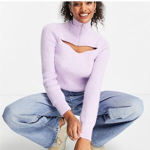 ASOS Cutout High Neck Purple Sweater